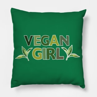 Vegan Girl  - Veganism Typography Design Pillow