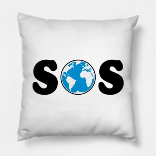 SOS – Earth Overshoot Day / Climate Change (Black / 3C) Pillow