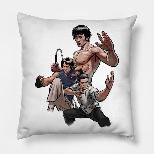 Kung Fu Trio Pillow by ohshirtdotnet