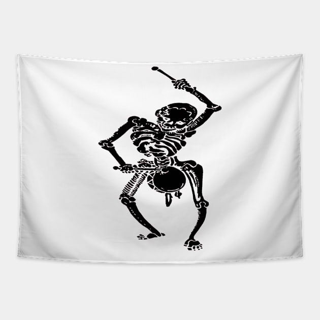 Civil War Federal Drummer Boy Skeleton In Black Tapestry by taiche