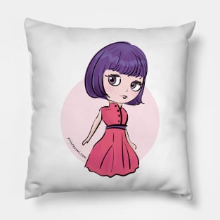 doll art, cute and kawaii illustration Pillow