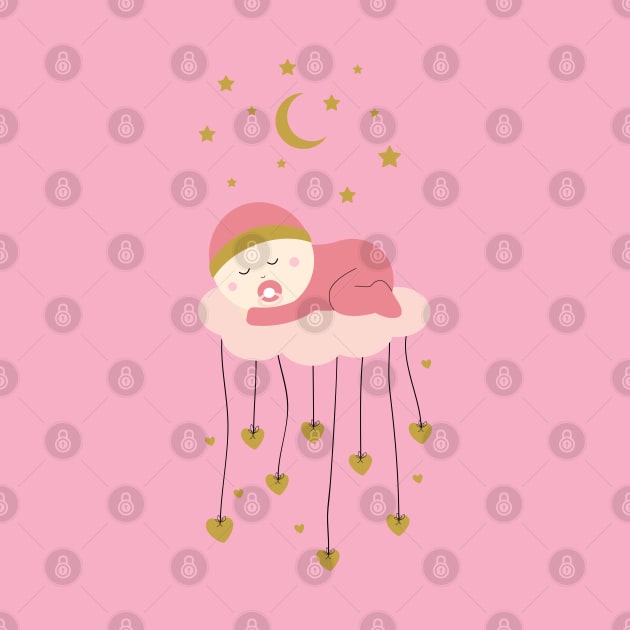 Baby girl and stars by grafart