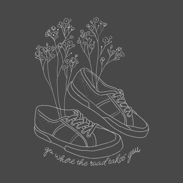 Shoes art with flowers white by Mayarart