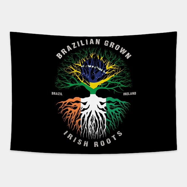 BRAZILIAN Grown Irish Roots Ireland Flag  - Patricks Day Tapestry by heart teeshirt