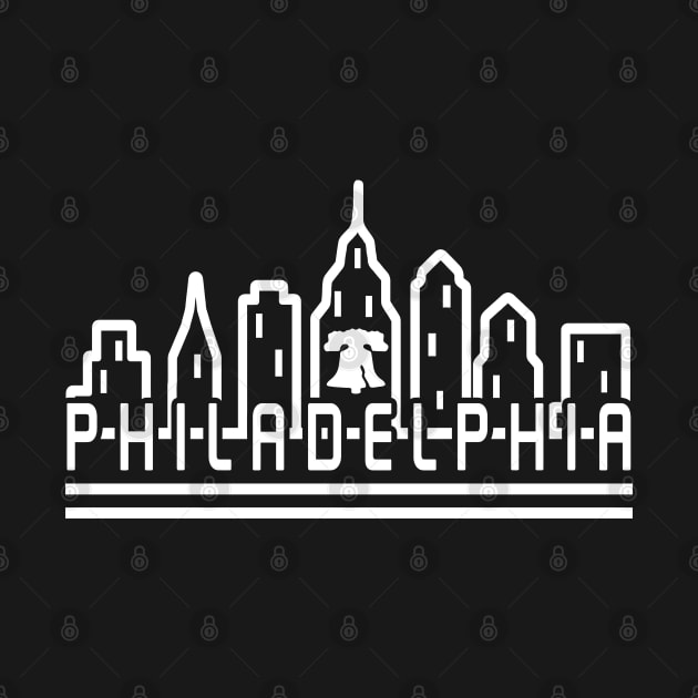 Philadelphia City Skyline White Liberty Bell Vintage Philly Fan by TeeCreations