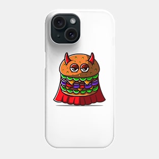 Cute Super Evil Burger Illustration. Phone Case