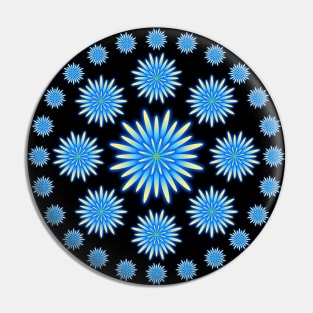 Blue Flower Circle Pin