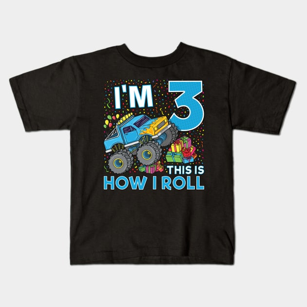 Kids I'm This Many Monster Trucks Old 3rd Birthday Shirt Boy Gift Kids I'm This Many Monster Trucks Old 3rd Birthday Shirt Boy Gift