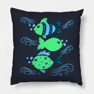 Aqua ocean animals - fish Pillow
