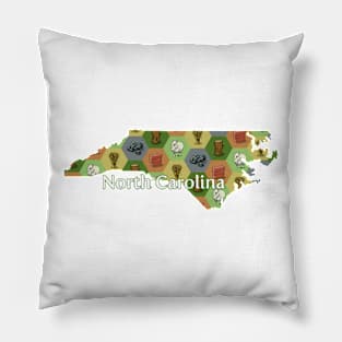 North Carolina State Map Board Games Pillow