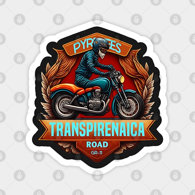 Funny Vintage Motorcycle Transpyrenean Road Magnet by masterpiecesai