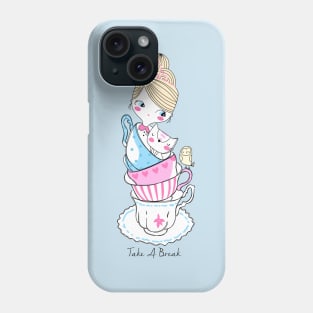 cute girl with cat take a break Phone Case