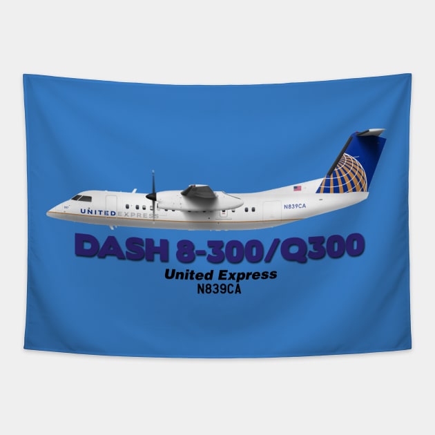 DeHavilland Canada Dash 8-300/Q300 - United Express Tapestry by TheArtofFlying