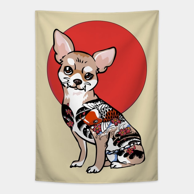 Yakuza Chihuahua Tapestry by huebucket