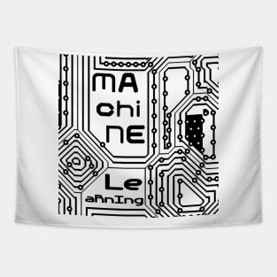 Machine Learning Computer Micro Chip Black Tapestry