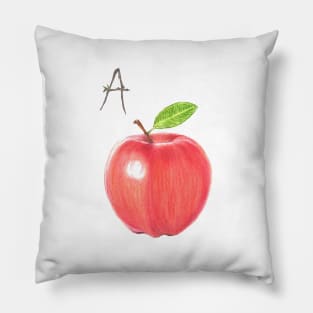 A for apple alphabet illustration Pillow