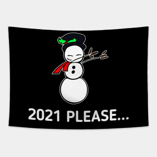 2021 Please - Dabbing Snowman Tapestry