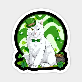 Turkish Angora Cat St. Patricks Day Irish Leprechaun Magnet