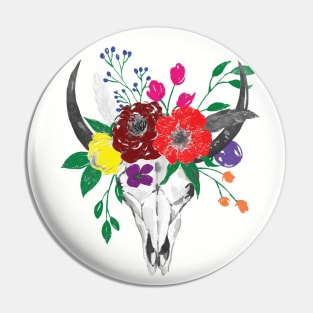 Skull & Flowers Pin