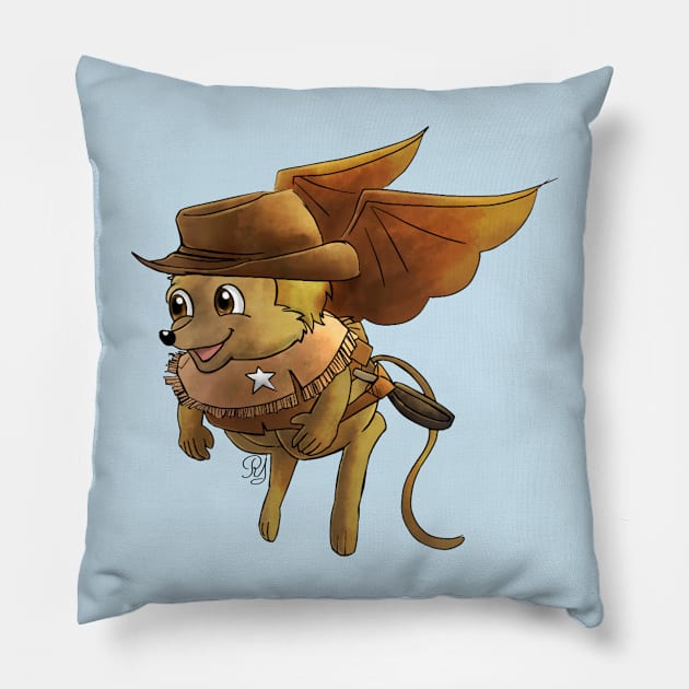 Deputy Zeke: The Orphan Opossum II Pillow by reynoldjay