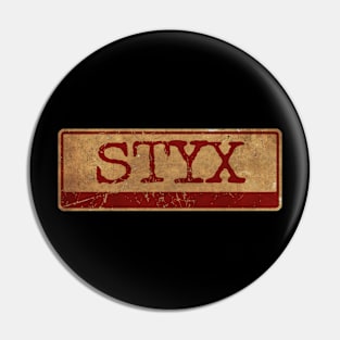 Aliska text red gold retro STYX Pin