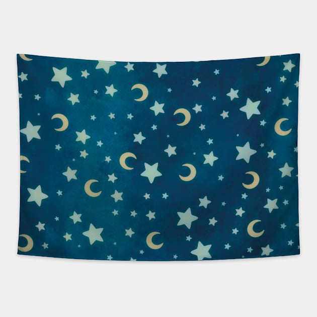 Cute moon and stars pattern Tapestry by Midsea 