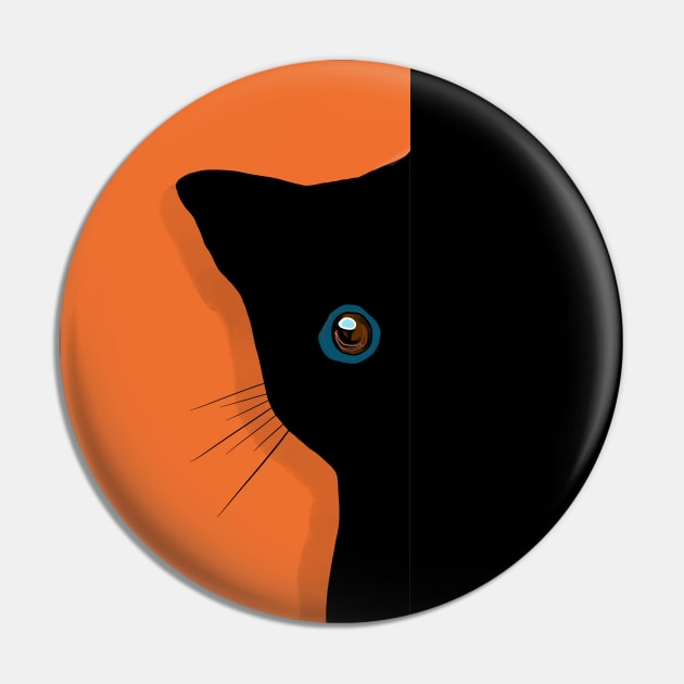 Shy Black Cat Pin by thecolddots