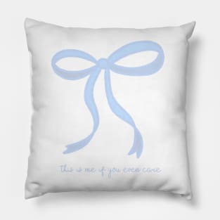 Cute Coquette baby blue ribbon bows repeating pattern seamless girly aesthetic this is me if you even care Pillow