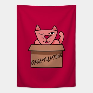 Congratulations from a pink cat Tapestry