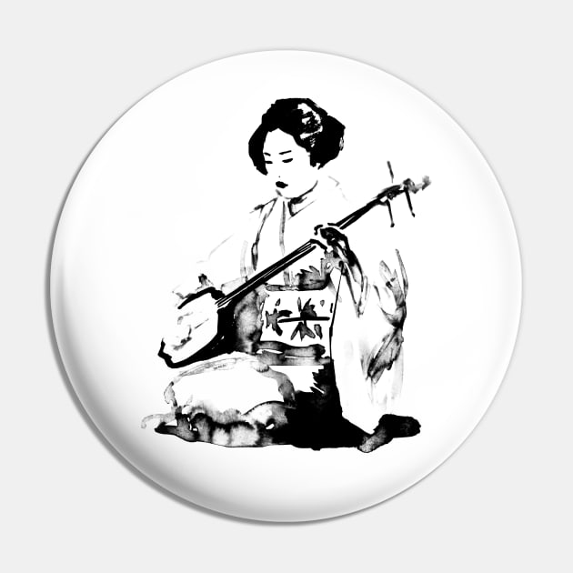 geisha playing shamisen Pin by pechane