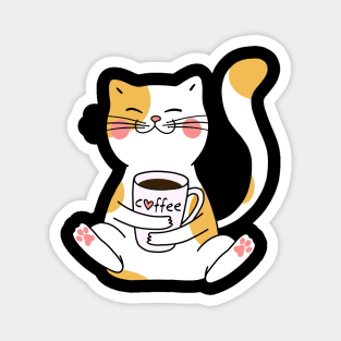 Cats and Coffee - Perfect Gift Idea for Cats and Coffee Lovers, Best for Christmas, Birthday or any Occasion, for Cat and Coffee Lover Girls, Boys, Men, Women, Wife, Husband, Grandma, Grandpa, Magnet