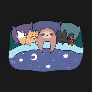 Sloth and Kitties Bed Time Snuggles T-Shirt