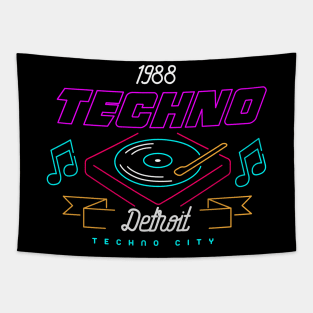 Detroit Techno Vintage Retro 80s Music Tapestry