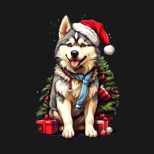 Winter Woofs and Wags: Adorable Husky Artwork Bringing Christmas Cheer T-Shirt