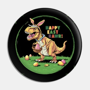 Happy Eastrawr T Rex Easter Bunny Dinosaur Eggs Boys Kids Pin