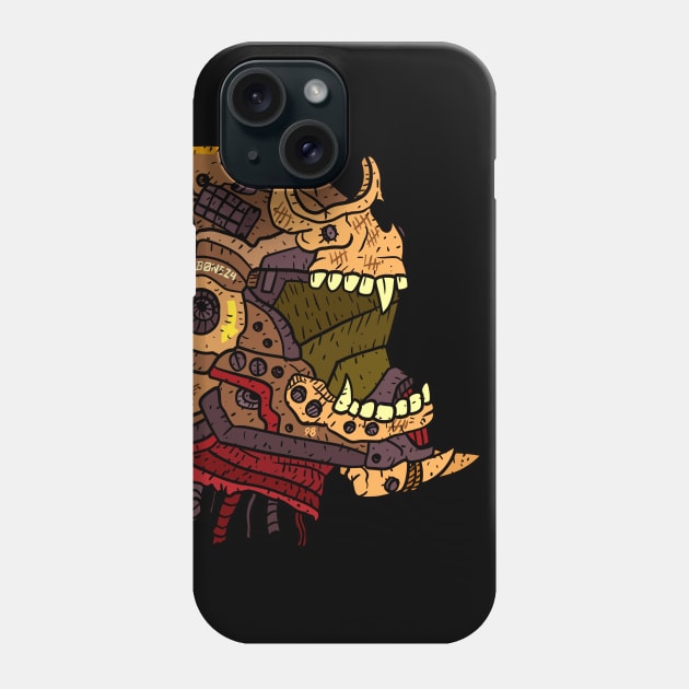 cool helmet. badass motor crossing helmet with skull and bones. robot soldier. Phone Case by JJadx