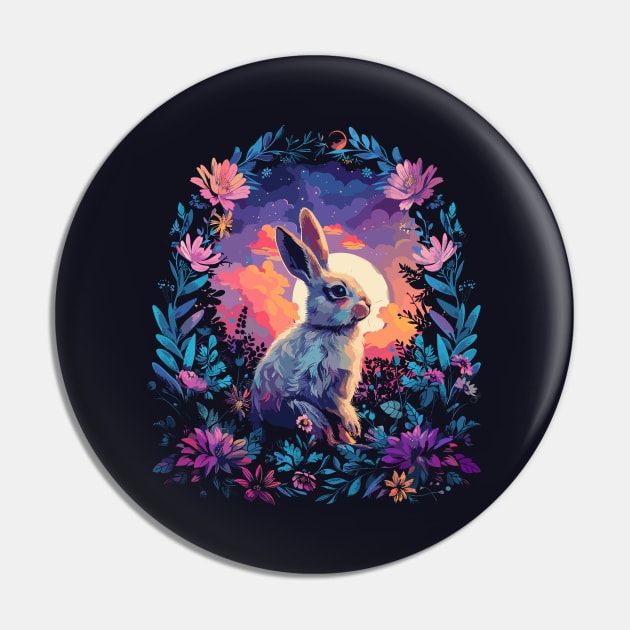Bunny Magical Nature Purple Rabbit Breeds Lovers Spring Flowers Fairytale Rabbit Pin by RetroZin