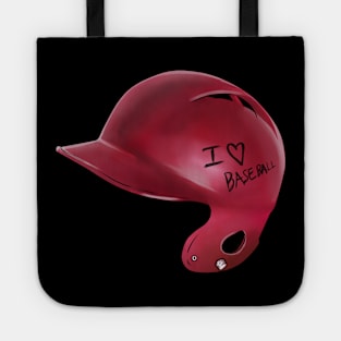 I Love Baseball Helmet Font Baseball Tote