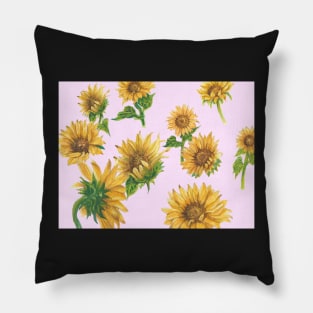 Sunflowers on pink Pillow