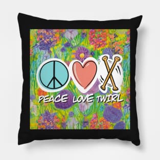 Peace Love Twirl symbol pastel flowers design Pillow