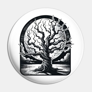 horror tree with moon night Pin