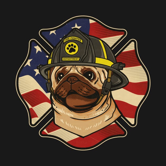 Pug Dog Firefighter by edwardecho