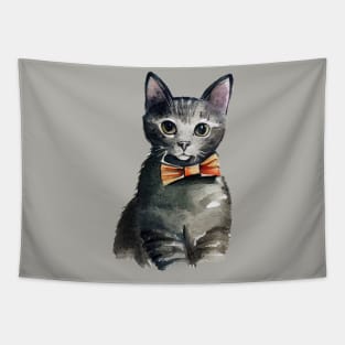 Gray Cat with a Bowtie Tapestry