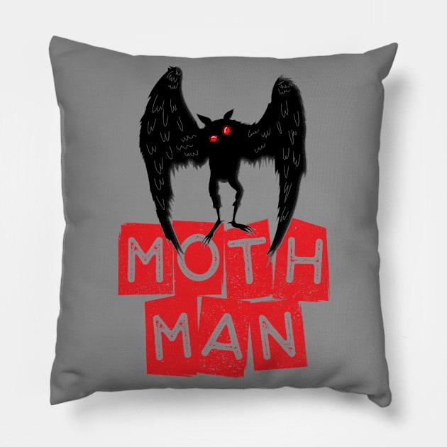 The Mothman Letterblock Design Pillow by Strangeology