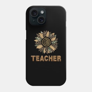 Cute Sunflower Leopard Teacher Tee Back To School Phone Case