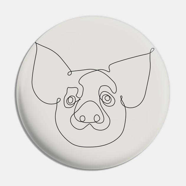 One Line Pig Pin by huebucket