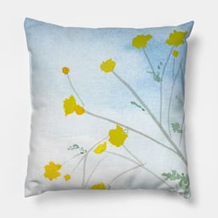 Simple Flowers Watercolor Painting. Watercolor Spring Flowers Painting Pillow