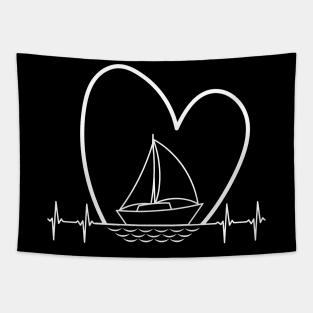 Sailing - Heart & Sailboat - Dark Prods Tapestry
