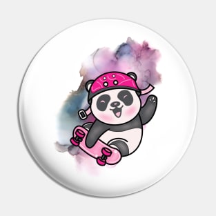 Cute Panda Skateboarding - Adorable Panda - Kawaii Panda Pin