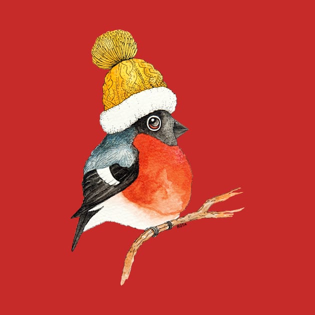 Bullfinch bird by ruta13art